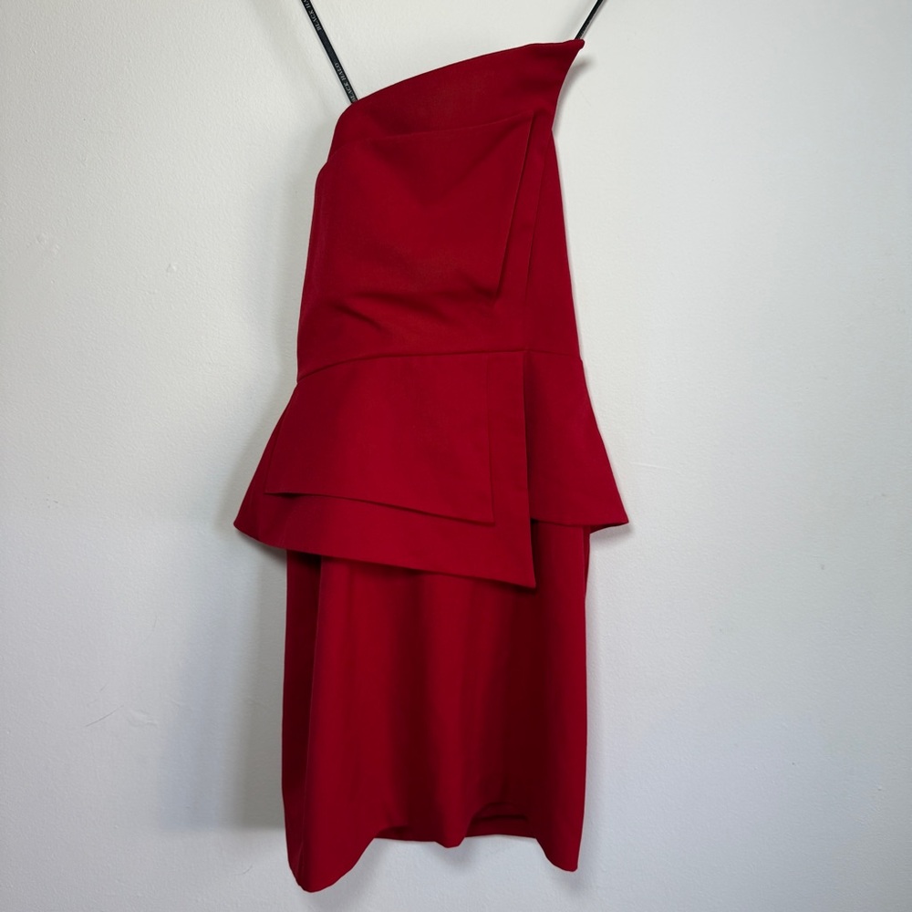 NWT Black Halo Women's Red Strapless Vamp Sheath Mini Dress